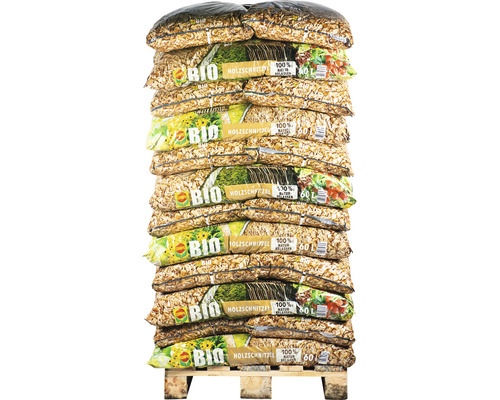 COMPO BIO houtsnippers (36 zakken x 60 liter = 2,16 m³) 1 pallet als 1e laag in verhoogd bed of voor decoratieve afdekking
