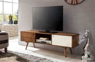 TV-Lowboard 140 x 45cm braun/ weiß
