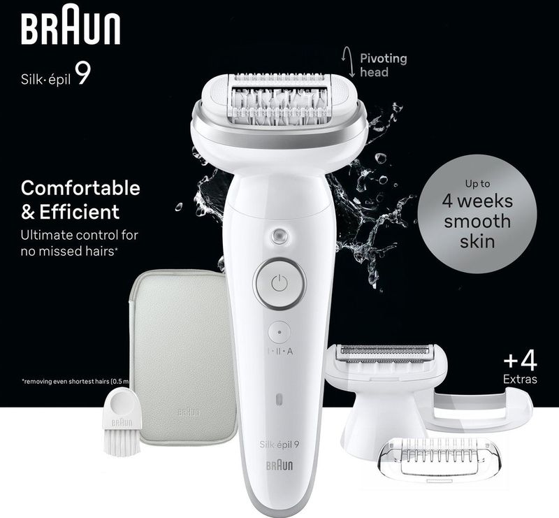 Braun - Silk·épil 9 - Ontharingsapparaat - Wit - Flexibele Kop