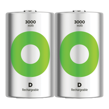 GP Batterij Oplaadbaar D Mono NiMH 3000mAh ReCyko 1,2V 2 Stuks