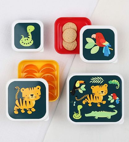 A Little Lovely Company Brotdosen-Set - 4 Teile - Jungle Tiger