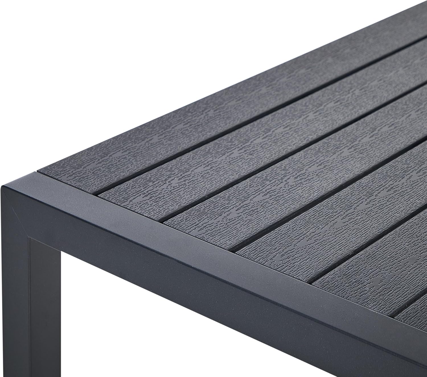 Beliani Gartentisch für 6 Personen schwarz Aluminium/Kunstholz 180x90 cm modern Vernio