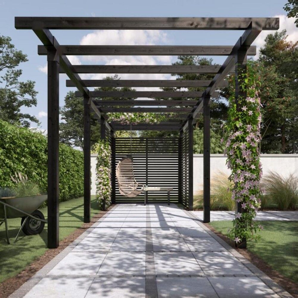 PERGOLA PLUS CUBIC DOBBEL 3 MODULER INKL. TOKYO GJERDE SVART