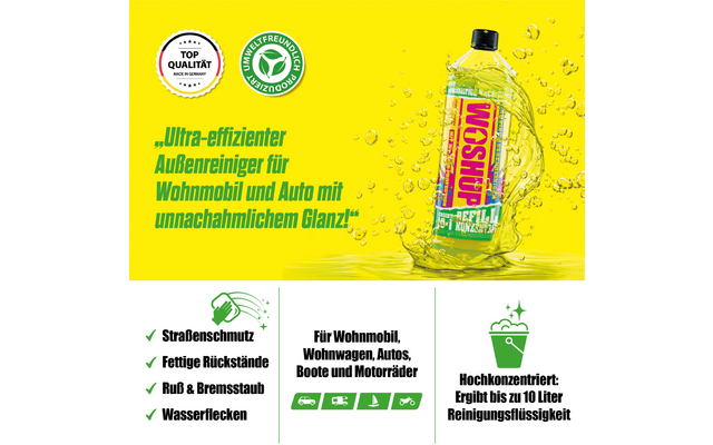 WOSHUP! Camping Cleaner Außenreiniger für Wohnwagen und Wohnmobile Refill Konzentrat 1 Liter