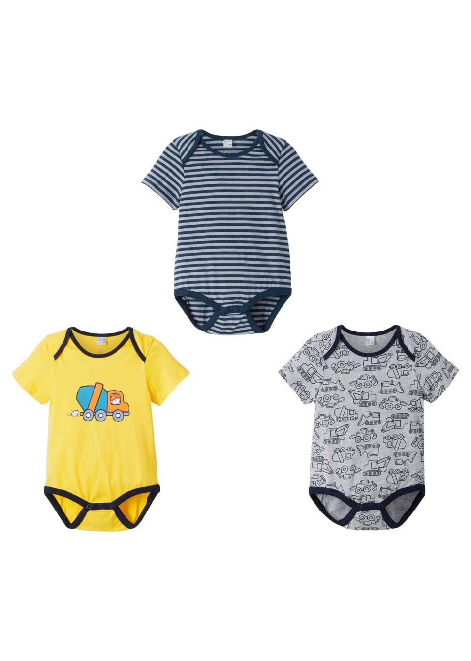 Lot de 3 bodies bébé manches courtes en coton