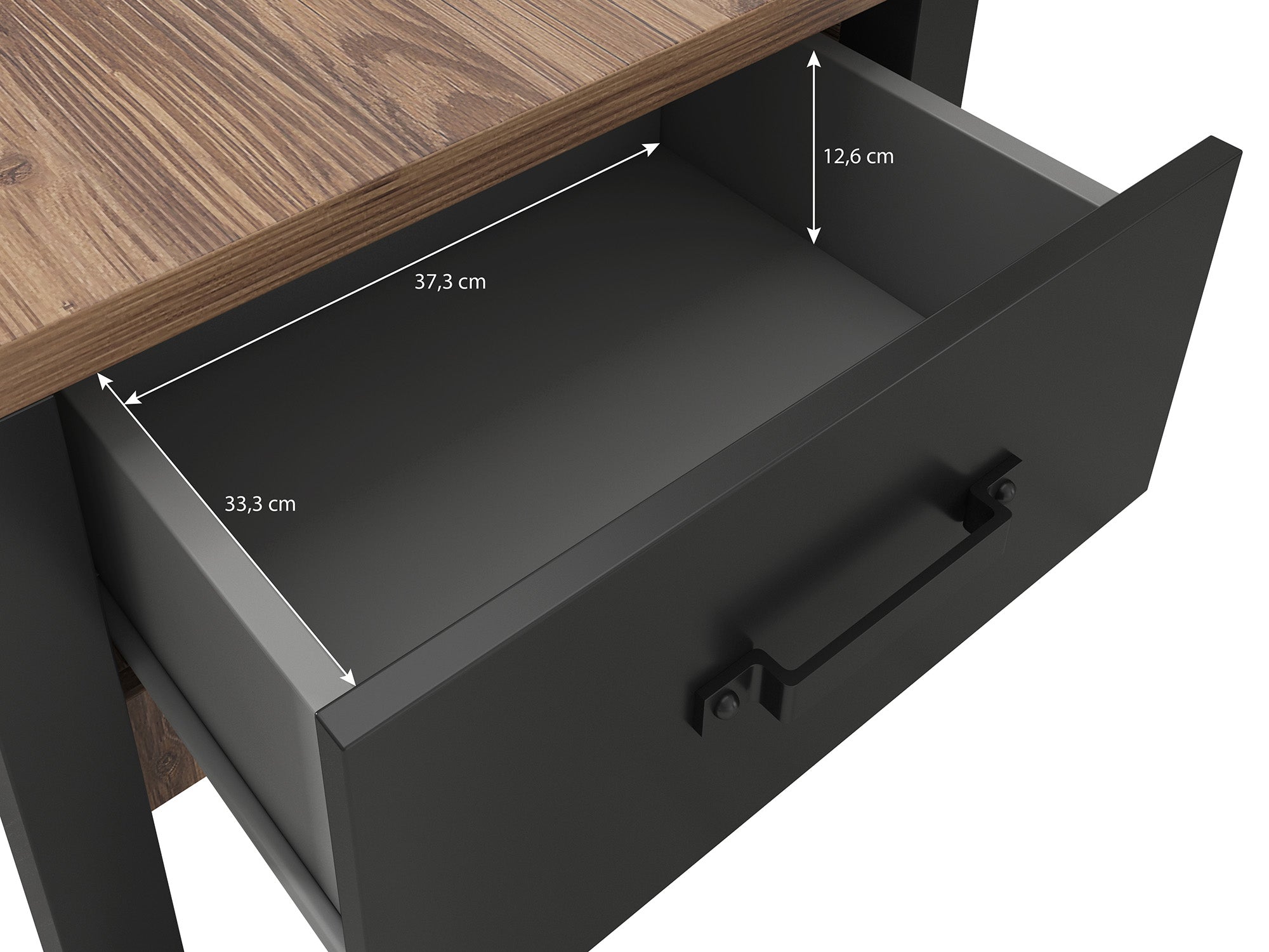 Olivia - Salontafel met lade - Zwart/eiken