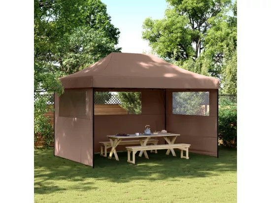 Tente de réception pliable escamotable avec 3 parois latérales
