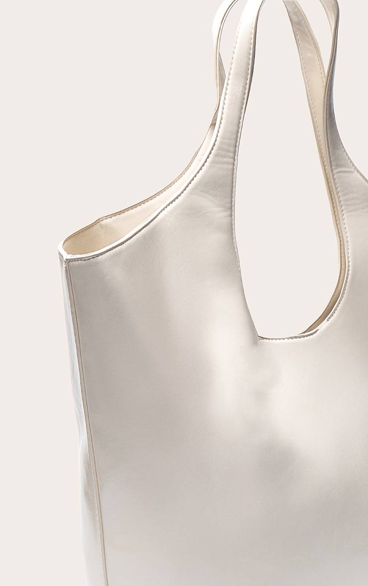 Crème Grand Sac Cabas En Synthétiquecuir Crème
