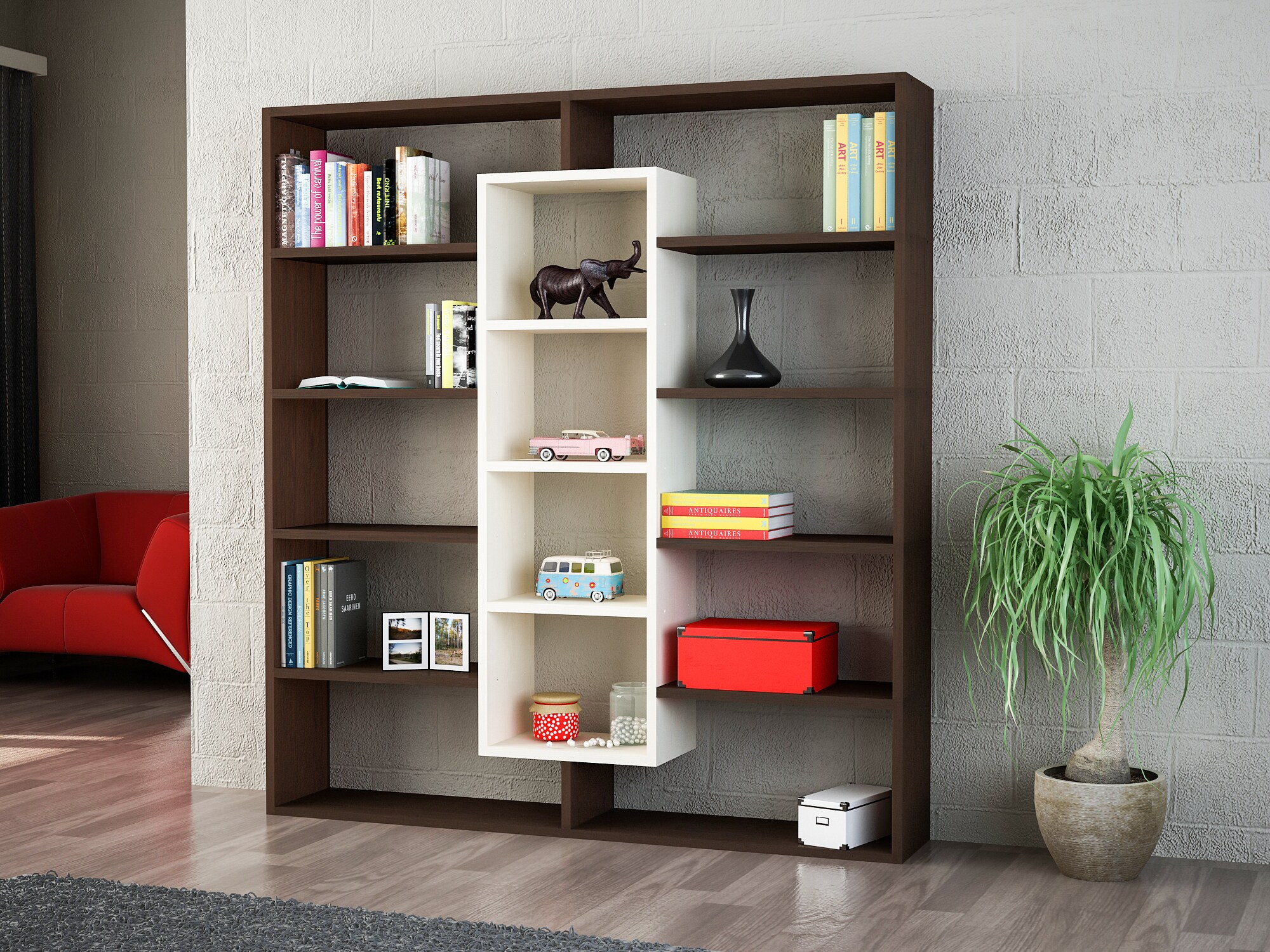 Bücherregal Ample Wenge Ahornbraun Farbvariante: Rot, Größe: S