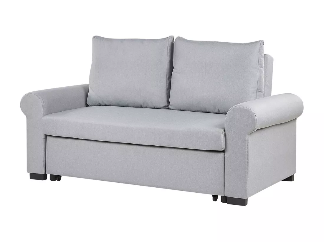 Canapé 2 places convertible en tissu gris clair SILDA