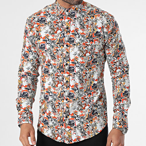 Chemise Manches Longues Blanc Orange