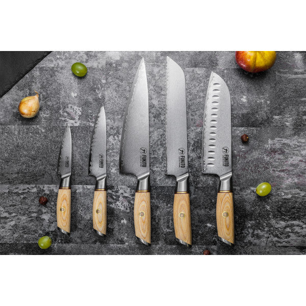 Couteau Fukito Pakka San Mai modèle Pain 21cm Fukito