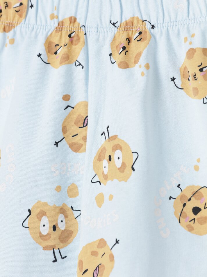 Conjunto de pijama de 3 peças e máscara para os olhos - Lavagem azul clara