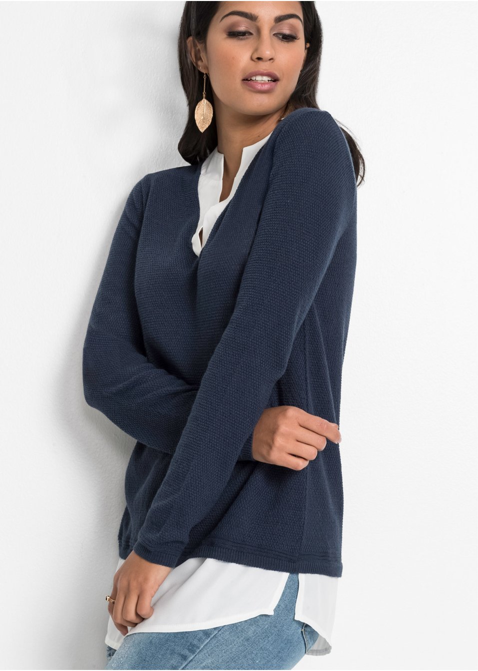 Pull à empiècement chemisier