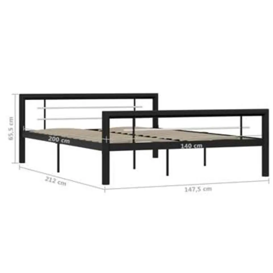 vidaXL - Bed frame - Zwart en wit - Metaal - 140x200 cm