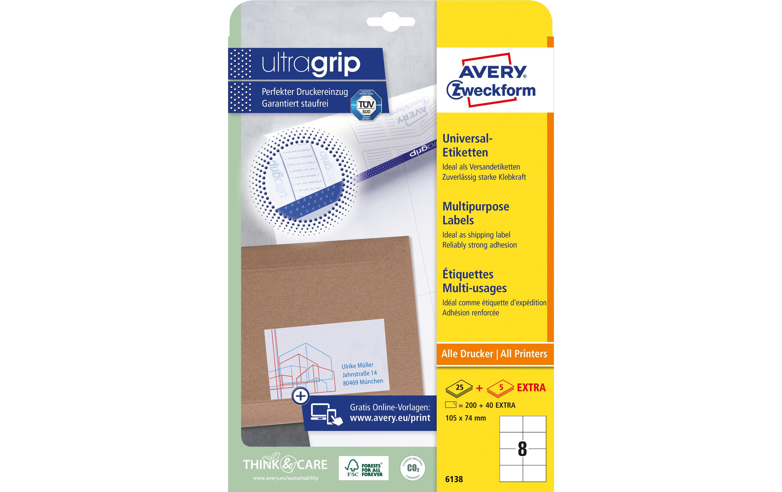 Universal-Etiketten 6138, 105 x 74 mm, 30 BlattPermanent haftende Etiketten