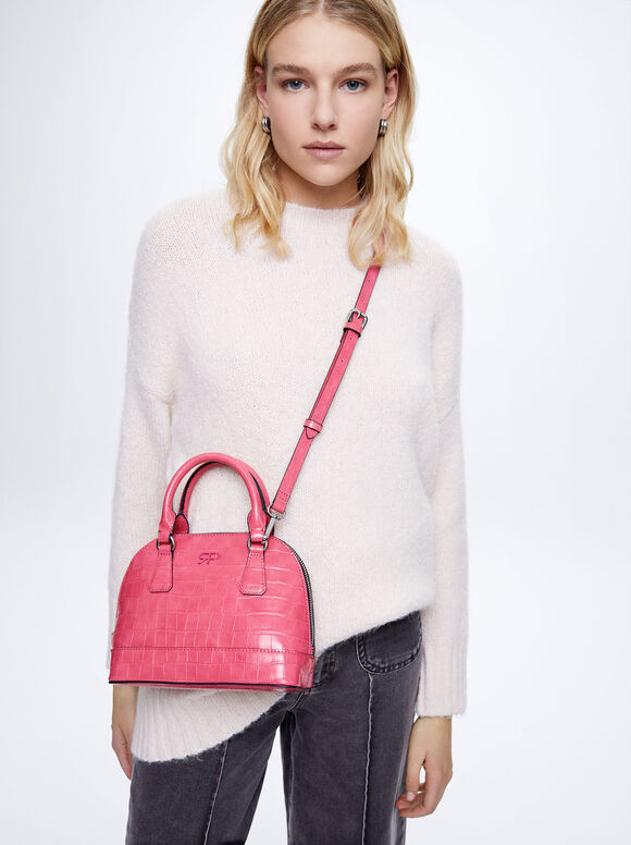 Bolsa transversal com estampa animal - Rosa