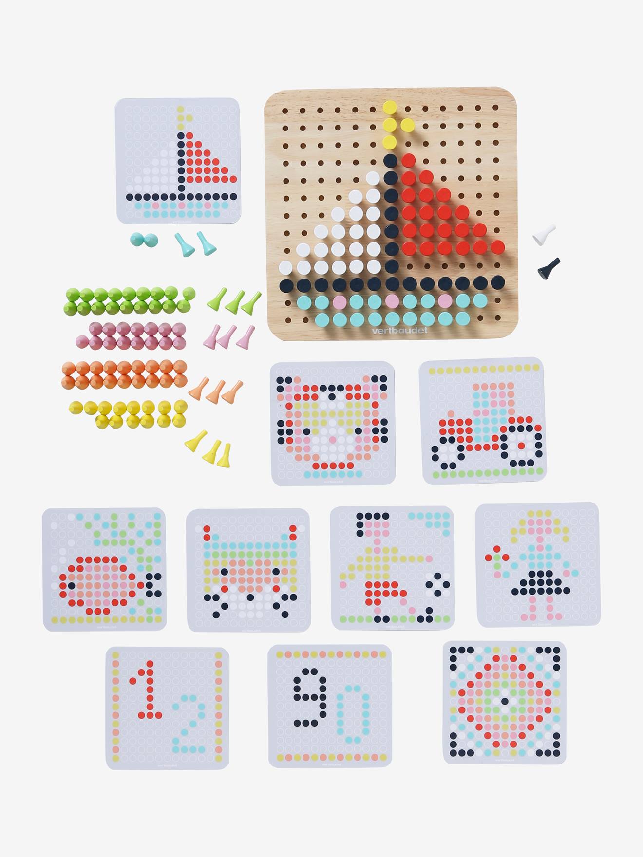 Jogo de mosaico de madeira multicolorido