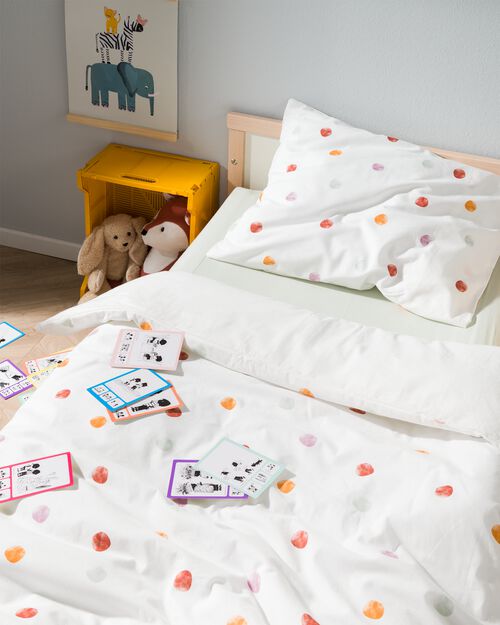 housse de couette en coton doux 140x200/220 pois blanc
