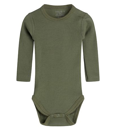 Hust and Claire Body l/æ - Berry - Rib - Uld - Dusty Green