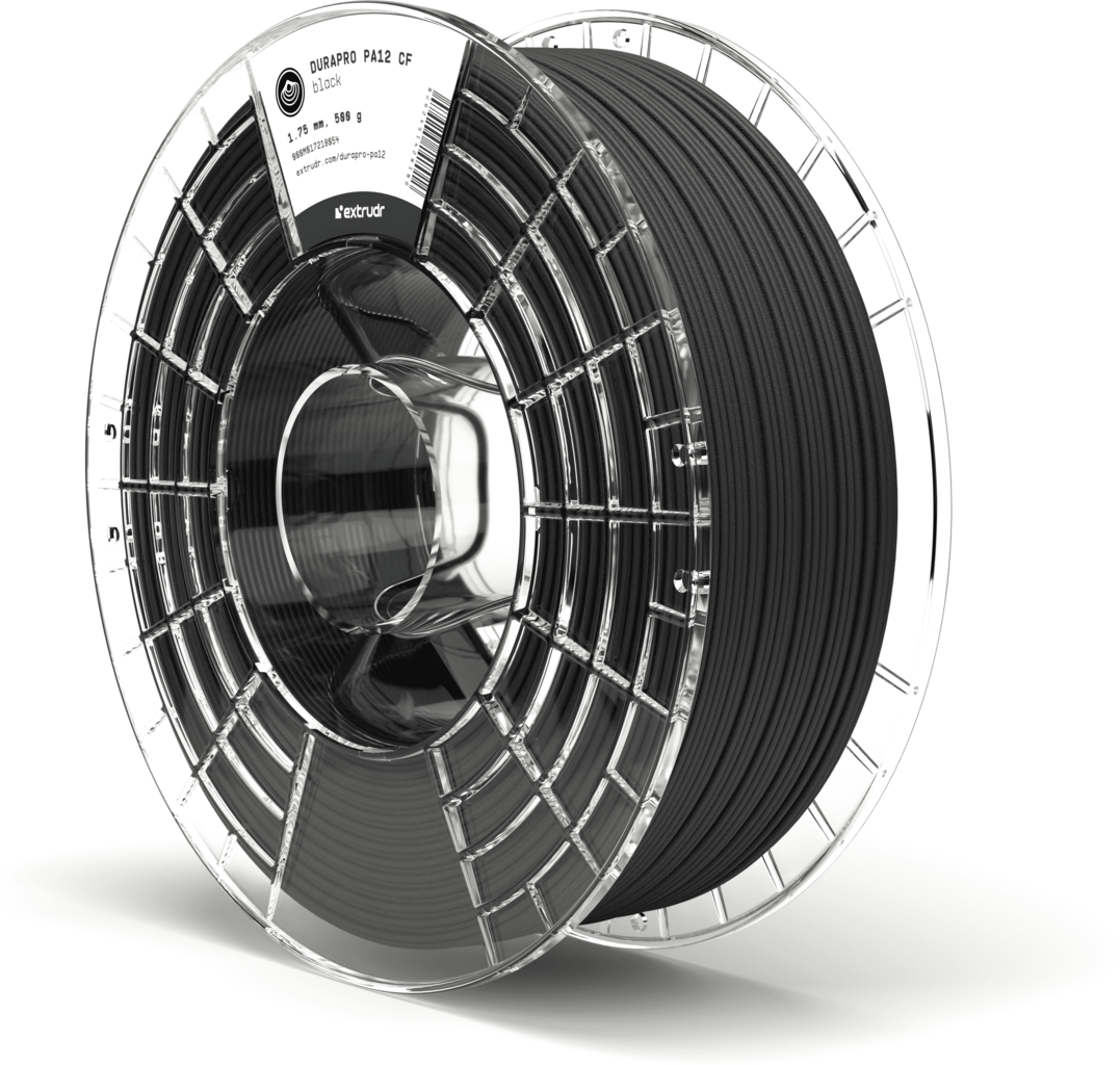 Extrudr  DuraPro PA12 CF Schwarz, 1,75 mm / 500 g    Carbonfaserverstärktes Nylon in Schwarz