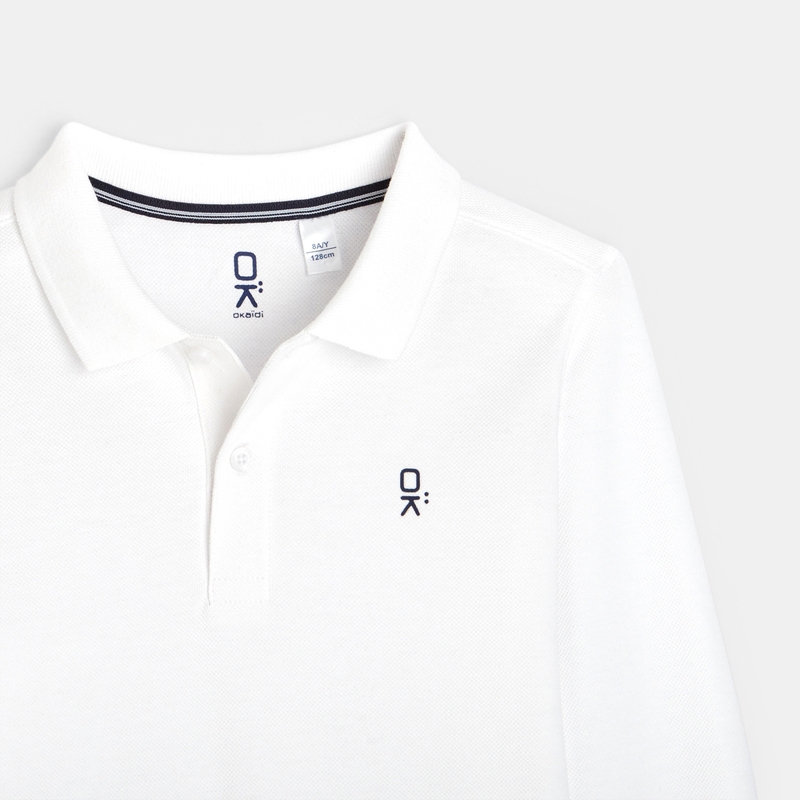 Polo manches longues blanc garçon