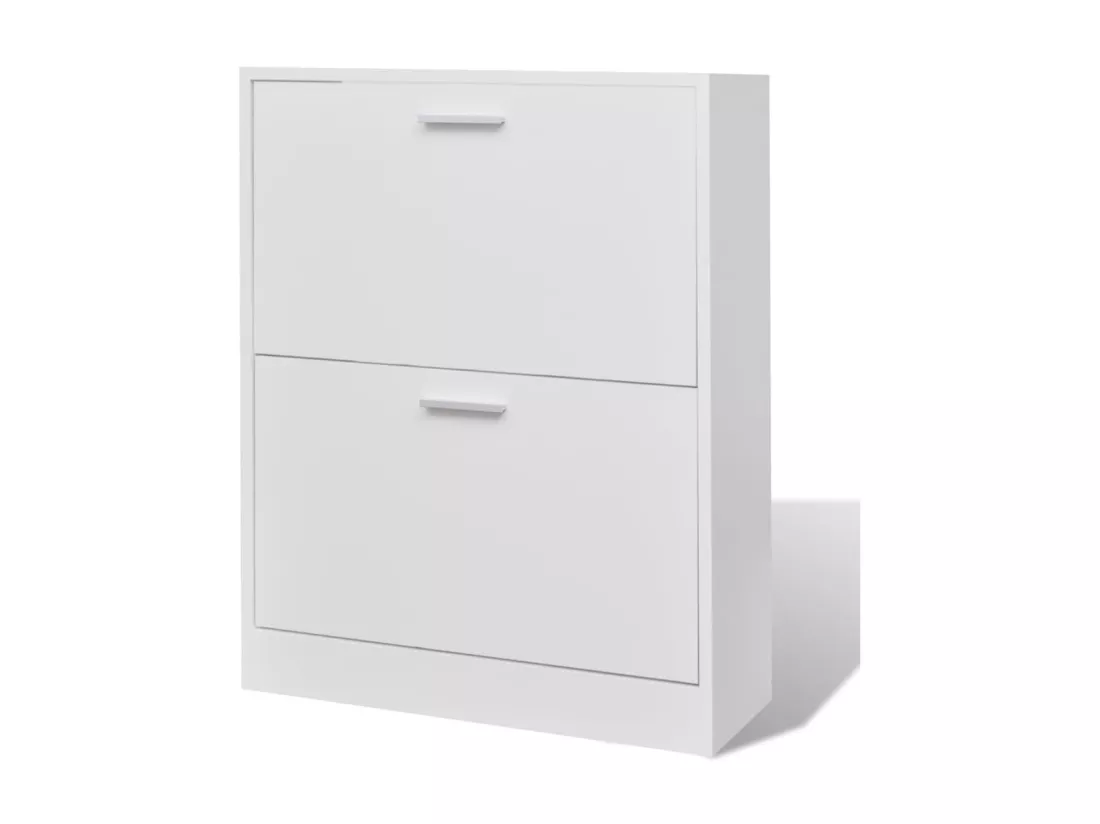 Meuble à chaussures en bois avec 2 compartiments Blanc