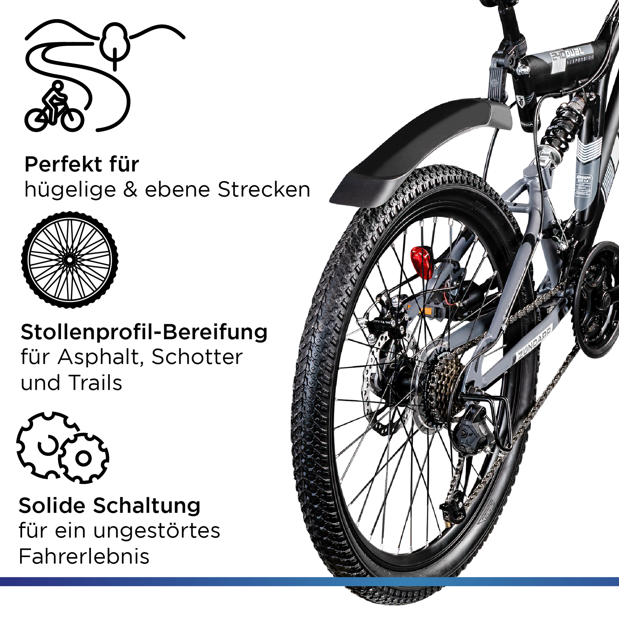 Zündapp Blue 5.0 Mountainbike Fully 24 Zoll Fahrrad 130-150cm MTB ab 8 Jahre