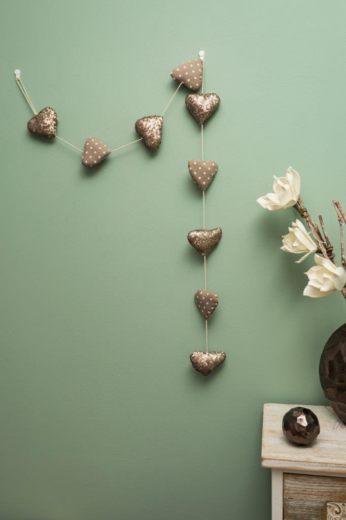 Hängedekoration Hearts - grau-rosa - 148 cm