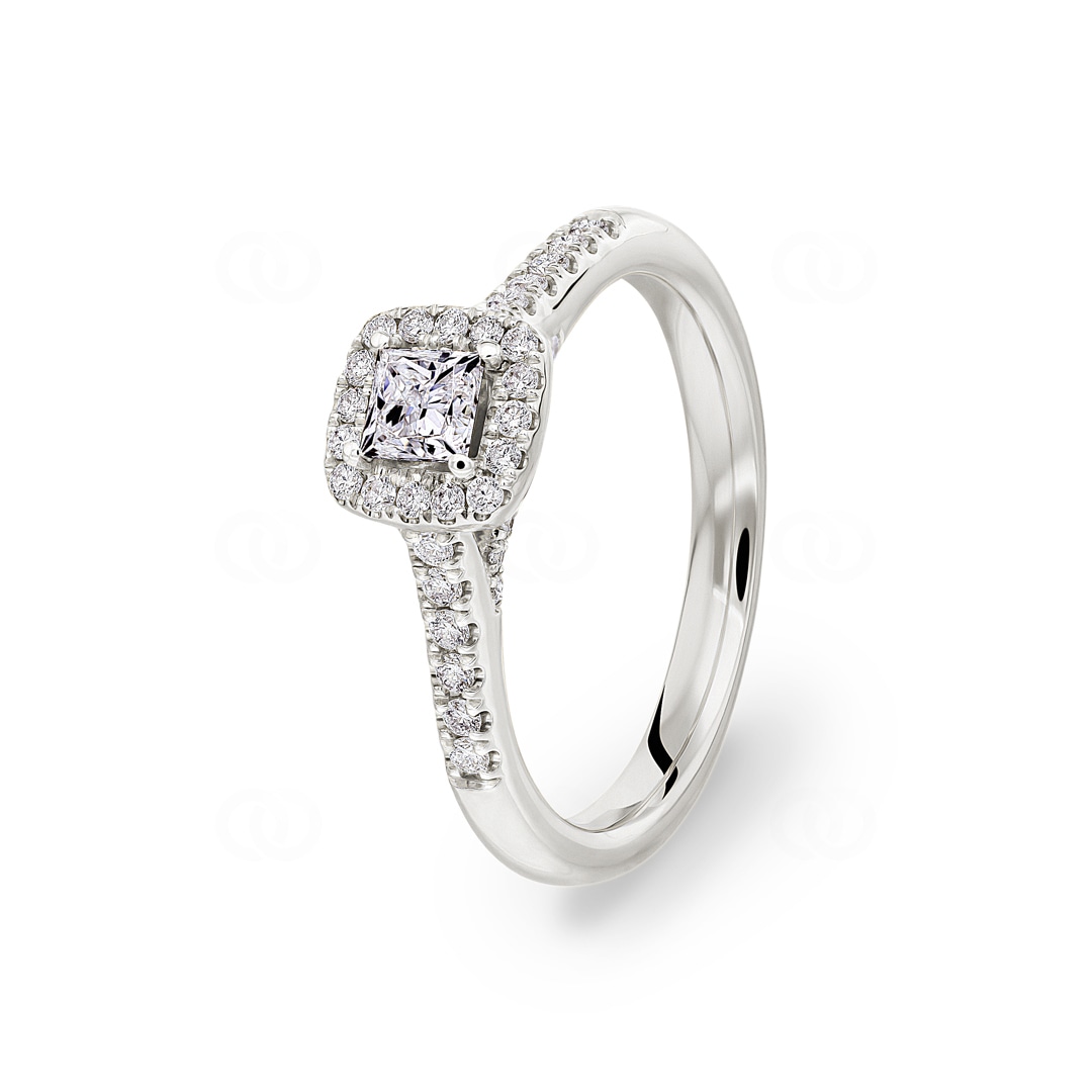 Princess Halo Diamantring 750/18 K Weissgold 0.65 ct G/si