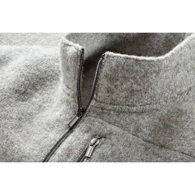Herren-Strickjacke Stehkragen, Graumelange