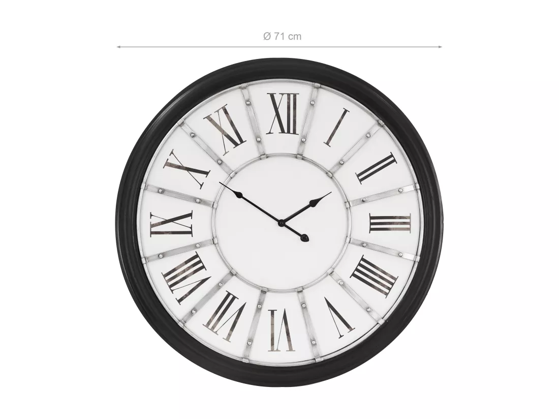 Horloge murale design vintage chiffres romains design Göteborg Ø 71cm bois/métal