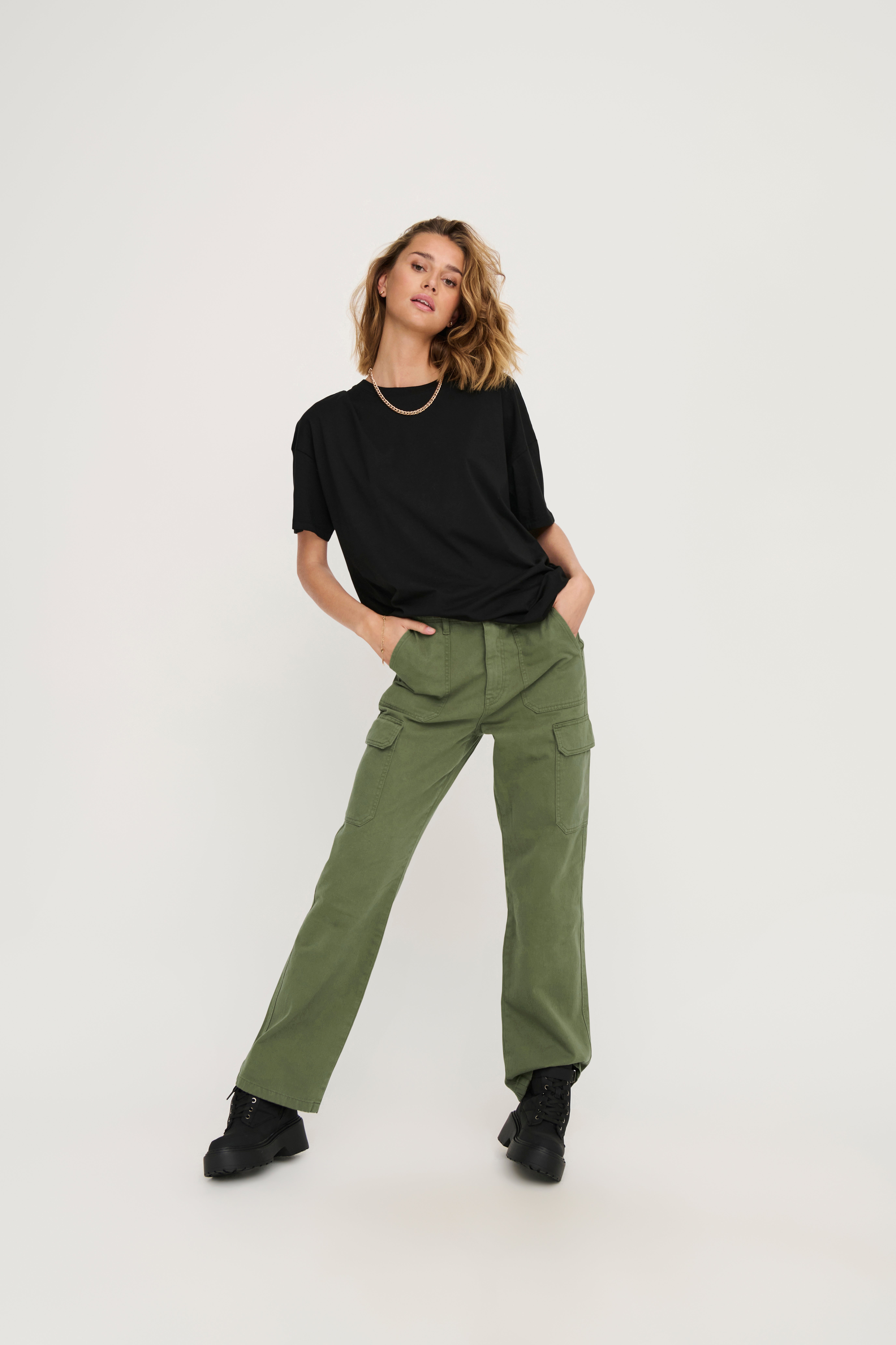 ONLMALFY Hohe Taille Locker geschnitten Cargo-Hose Kalamata