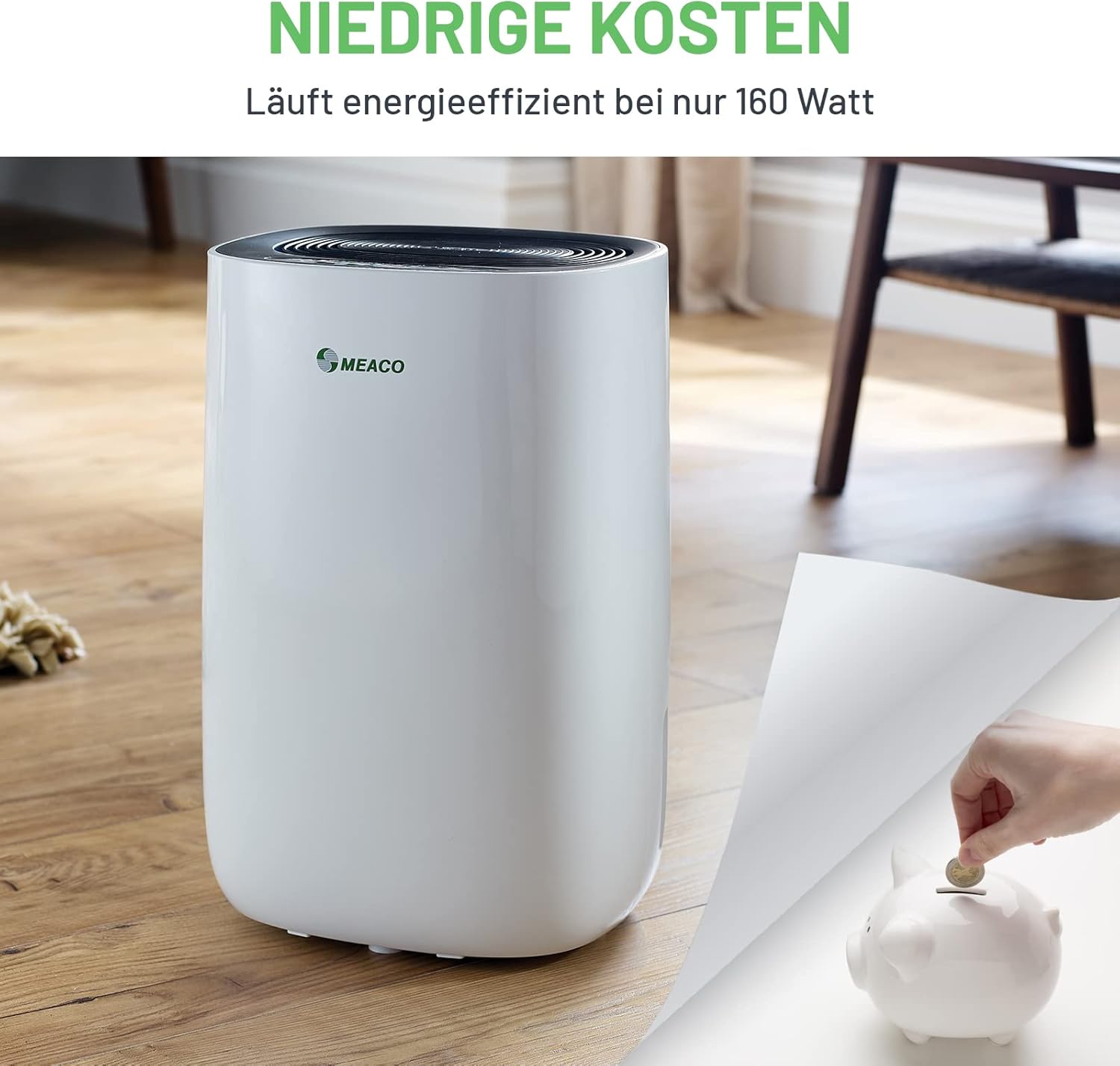 Meaco Ultra Leiser 10L Entfeuchter - MeacoDry ABC Energieeffizienter Elektrischer Entfeuchter – Hält Zimmer trocken und entfernt Nässe und Kondensat im Zuhause, Schwarz