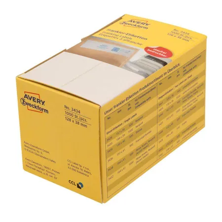 Avery Zweckform 3435 Frankier-Etiketten 135 x 38 mm, 1 Pack/1.000 Etiketten, weiß
