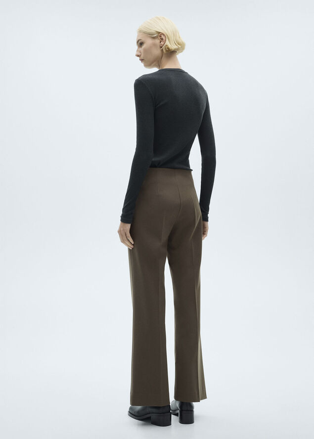 MANGO Mid-rise flare trousers Medium brown