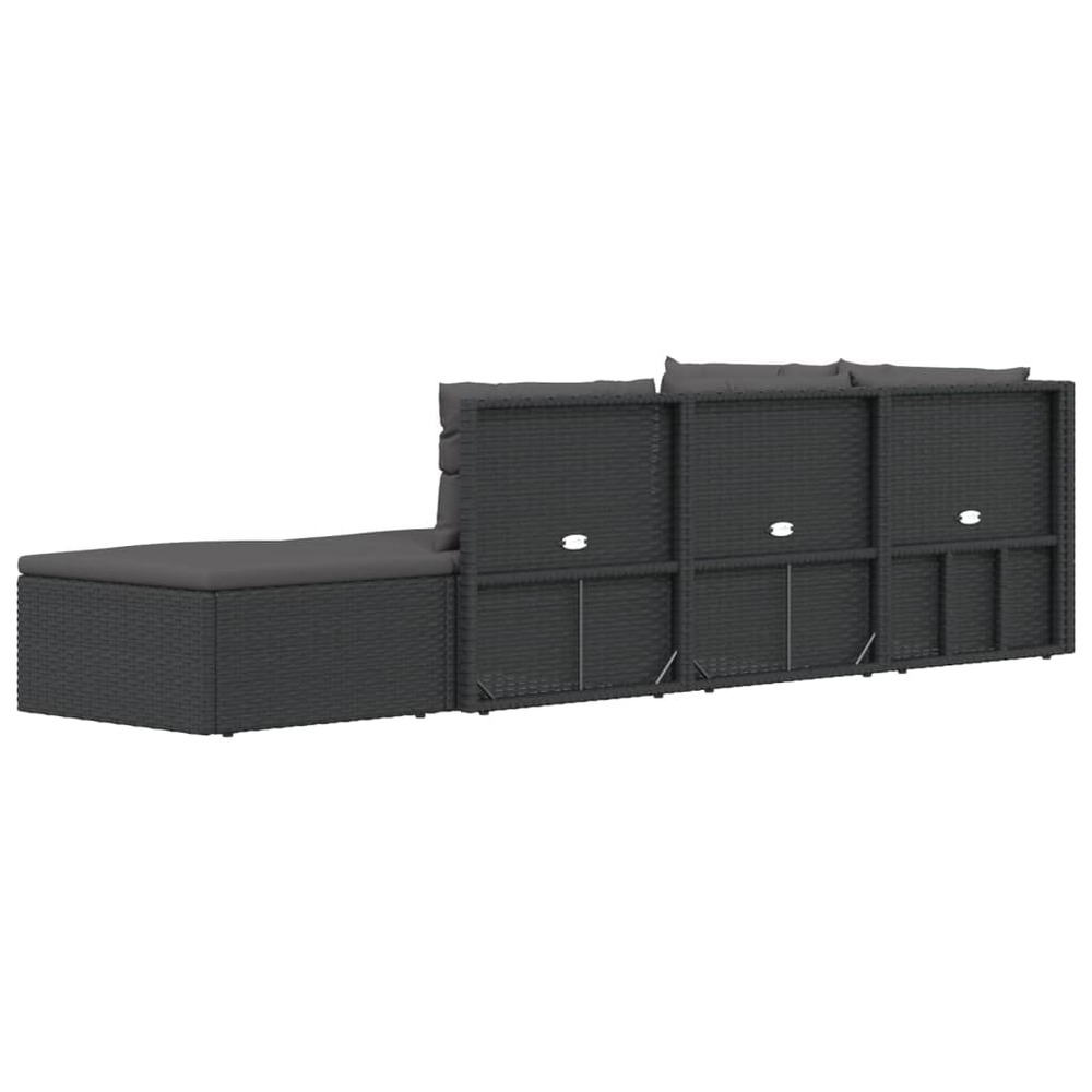 Salon de jardin meuble d'extérieur ensemble de mobilier 5 pièces avec coussins noir résine tressée