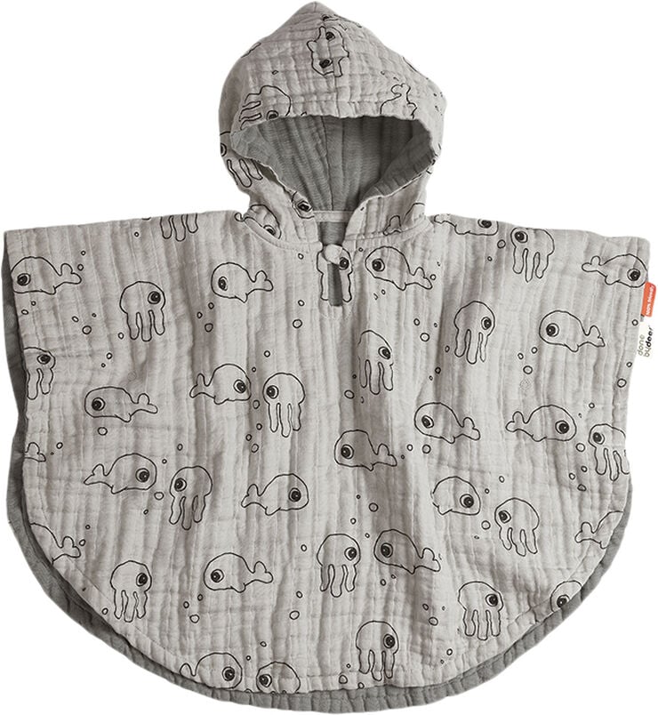 Done by Deer Bade poncho, Sea friends Grå