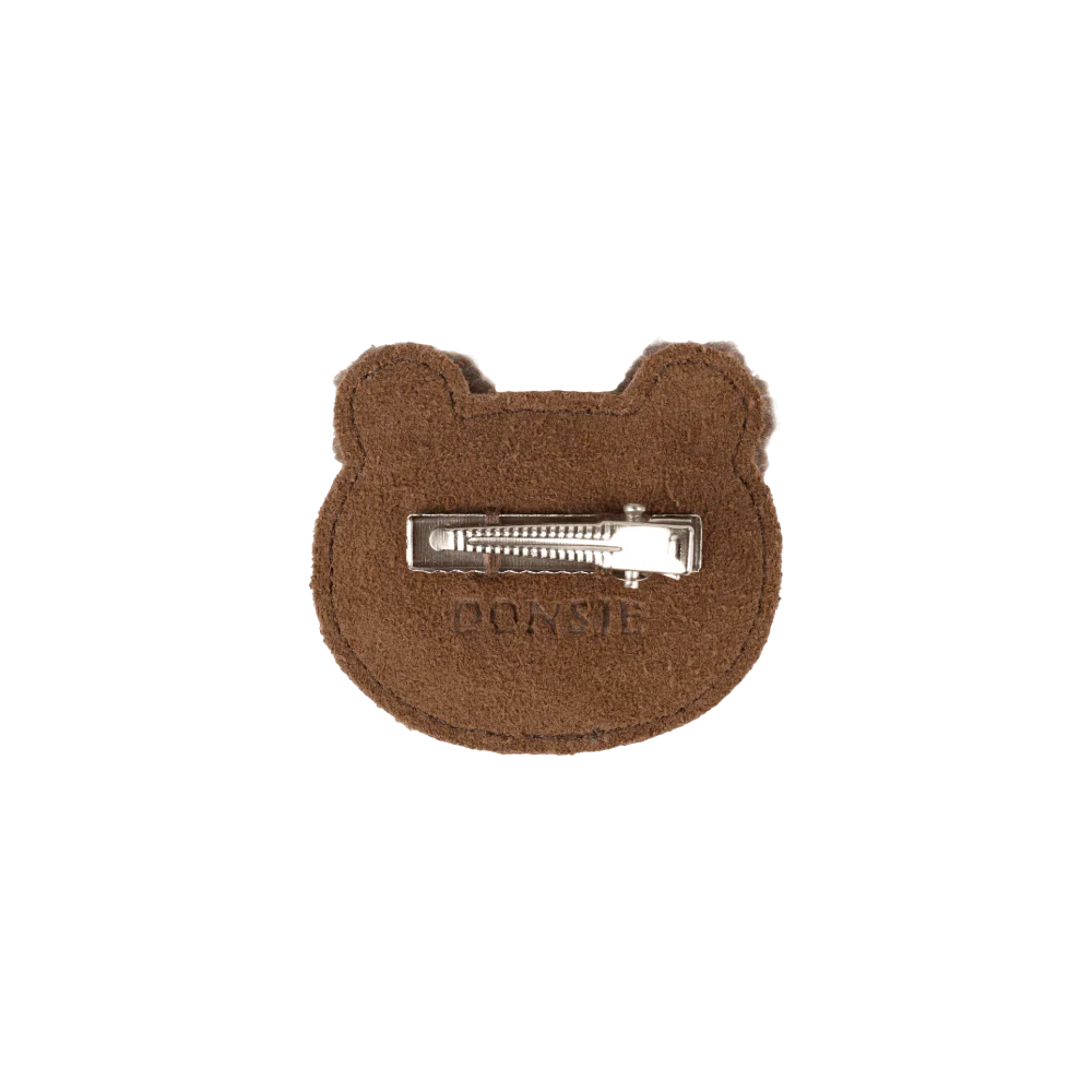 Pouty Clip | Fluffy Bear | Teddy Brown Suede