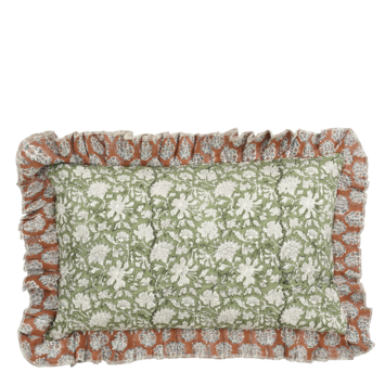 Sierkussen bloemen groen - l55xb35xh10cm