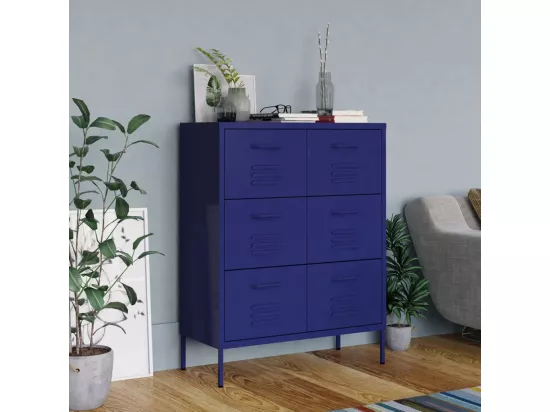 Armoire à tiroirs Bleu marine 80x35x101,5 cm Acier