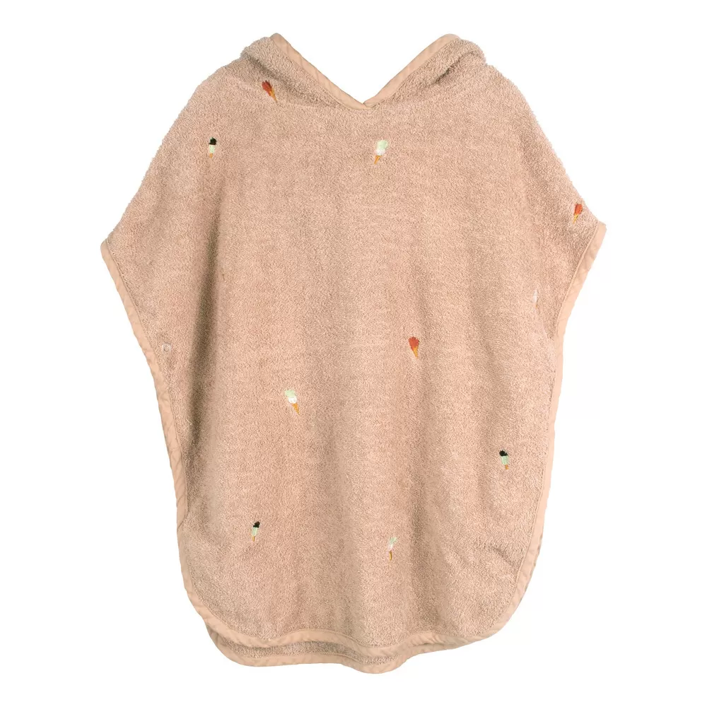 Filibabba Strandponcho med broderi GOTS - Frappé - 1 stk.