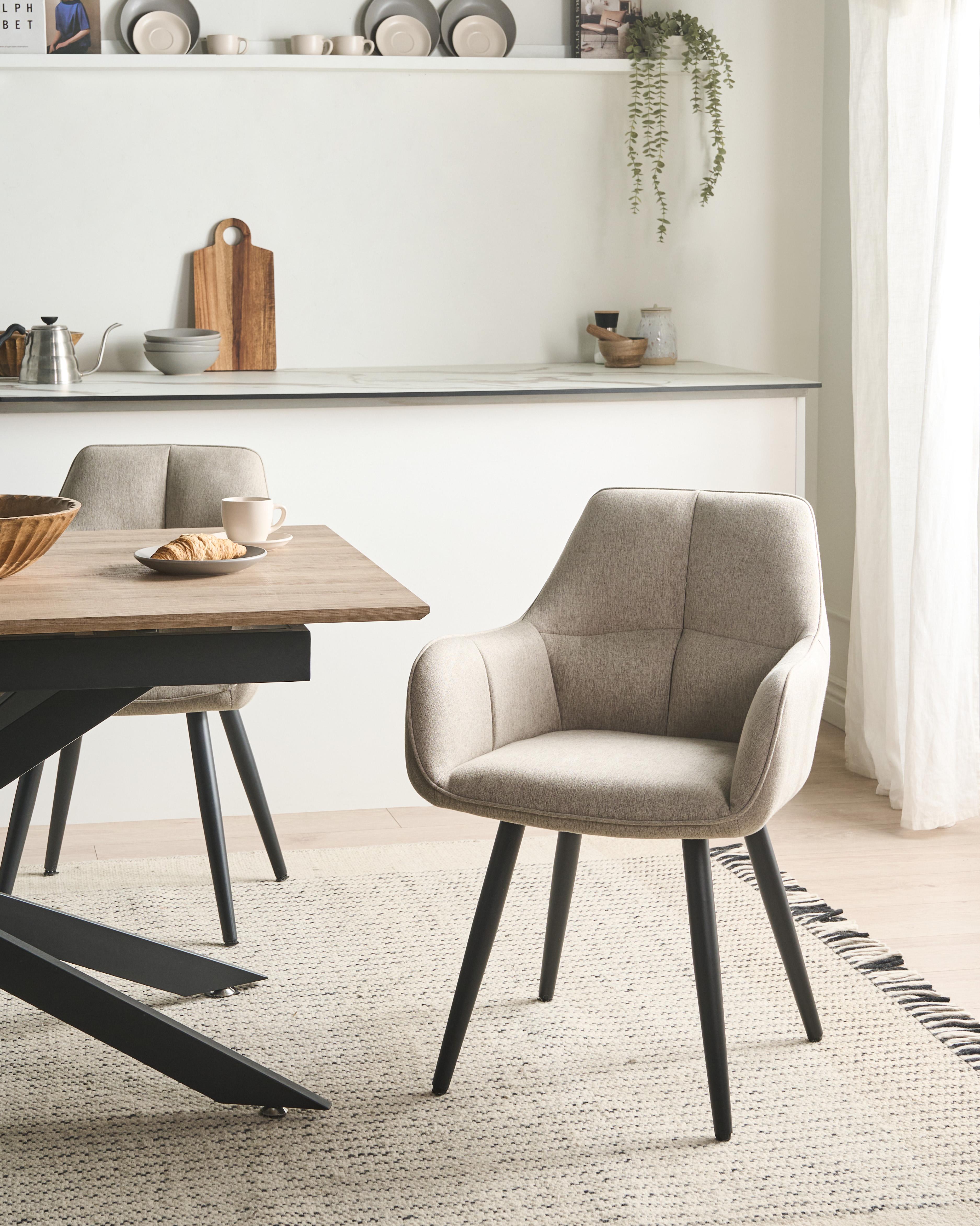 Set van 2 eetkamerstoelen TIRANO Kunstlinnen Beige