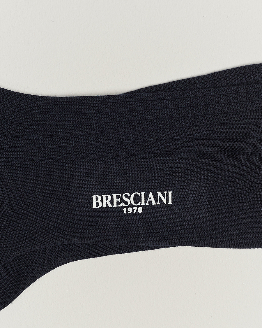 Bresciani 3-pack Wool/Nylon Ribbed Short Socks Navy