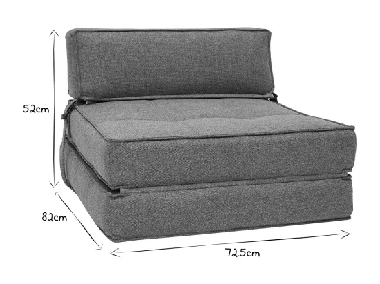 Chauffeuse 1 place convertible en tissu gris KATY