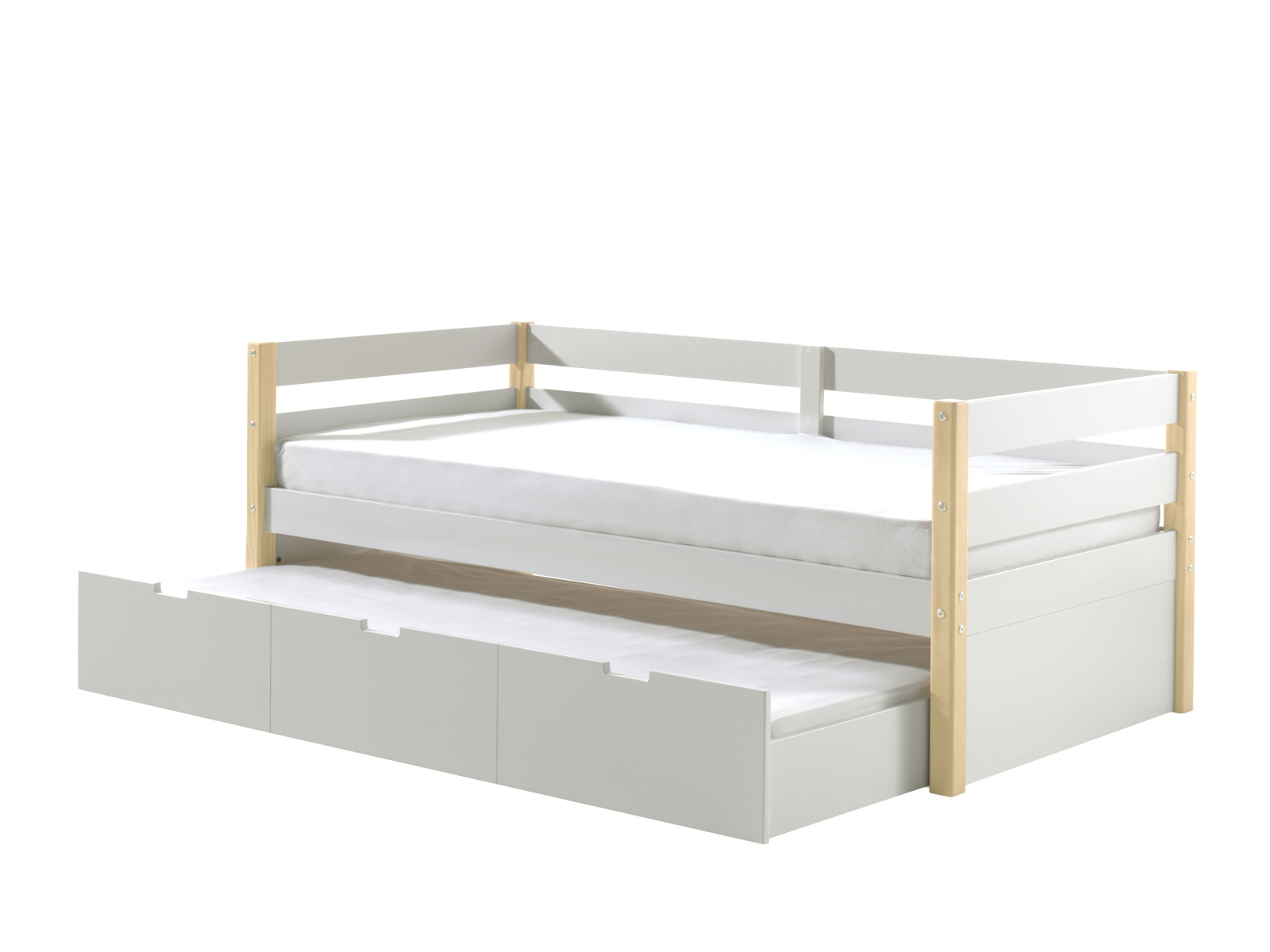 Kojenbett FRITZ - weiß-natur - mit Bettschublade - 90x200 cm