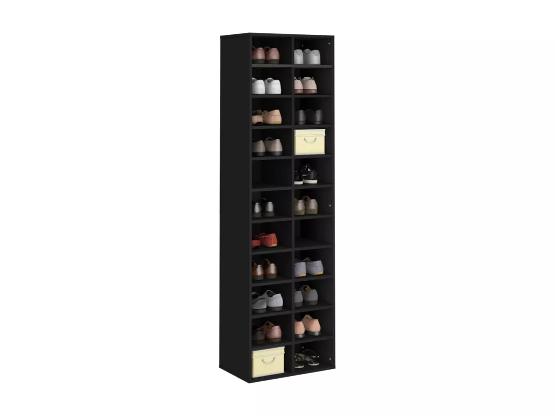 Armoire à chaussures noir 54 x 34 x 183 cm bois d'ingénierie