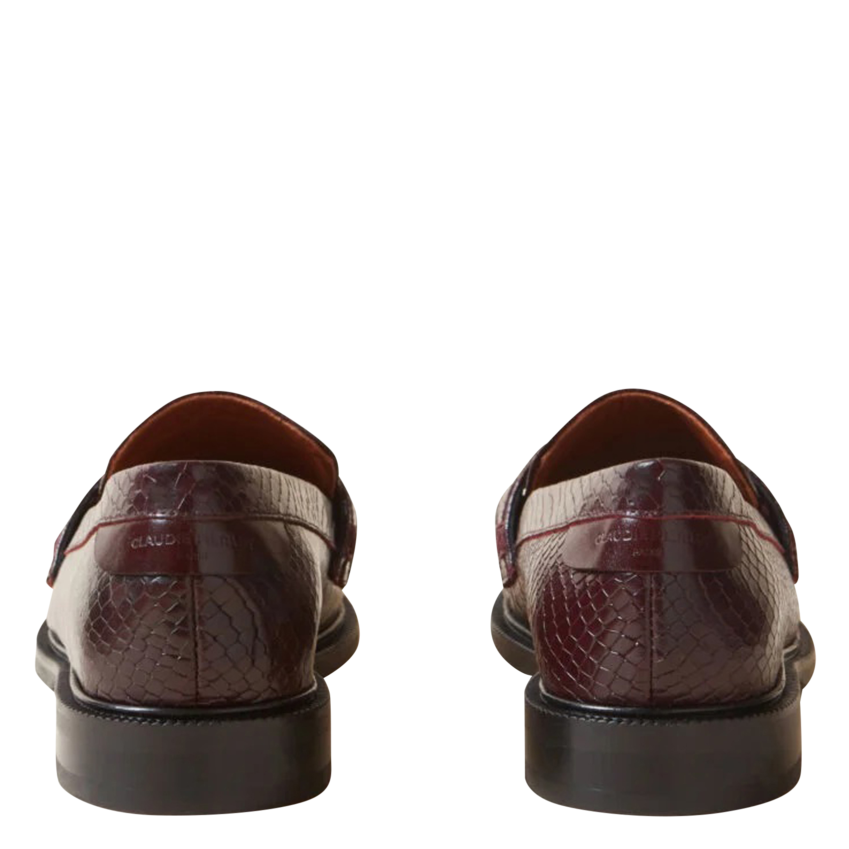 Mocassins en cuir embossé python | Rouge