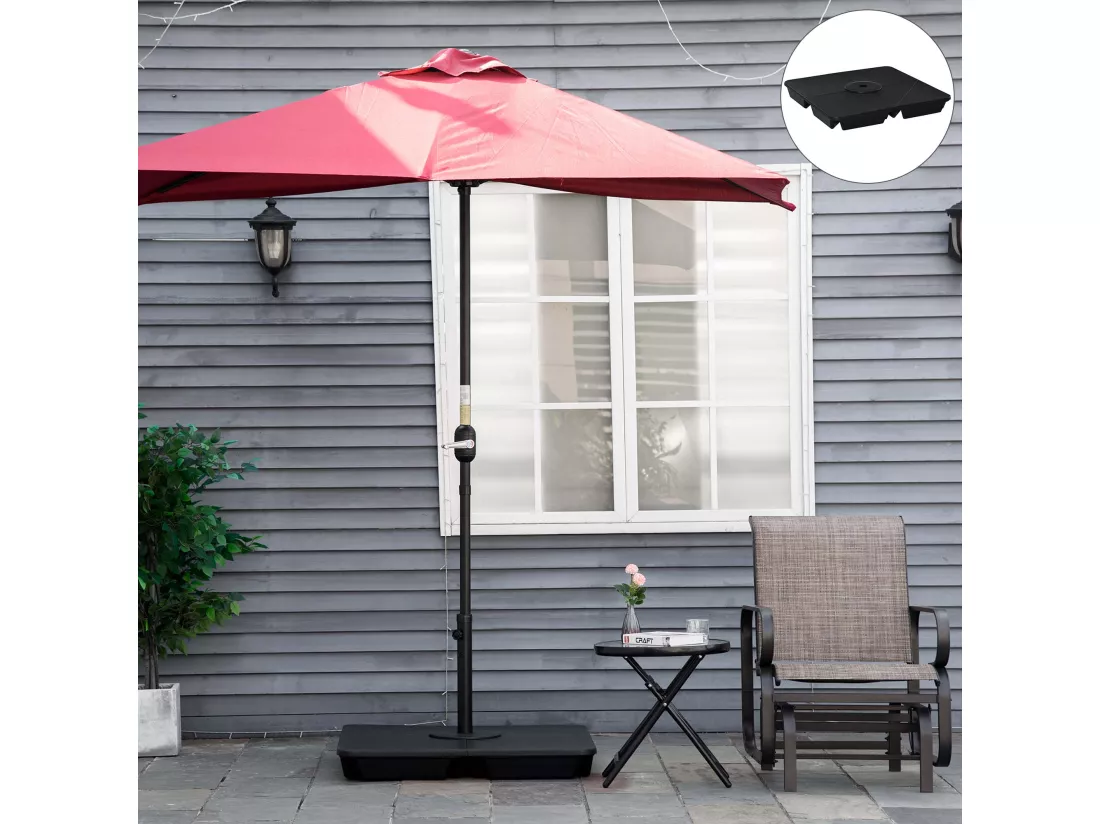 Lot de 4 poids de lestage pour parasols déportés piètement croix Ø mât 4,8 cm polypropylène texturé noir