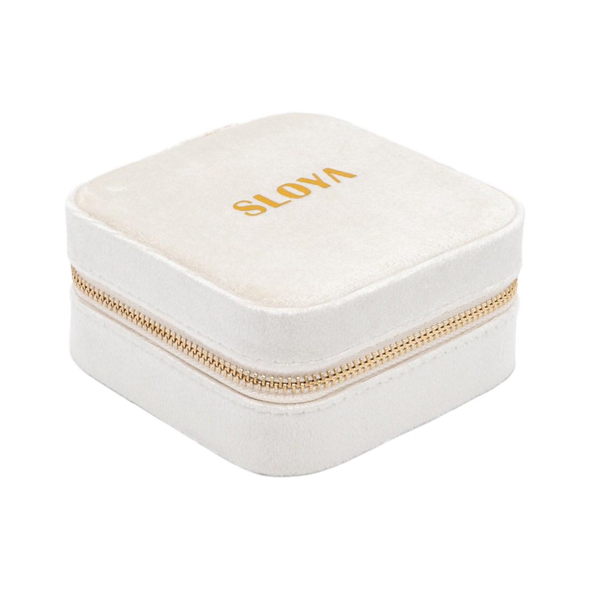 Boîte à bijoux velours blanc coton